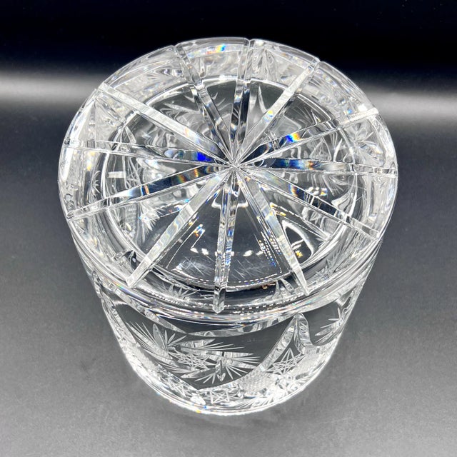 Vintage Cut Crystal Biscuit Barrel in Lead Crystal, 1950s For Sale - Image 9 of 11