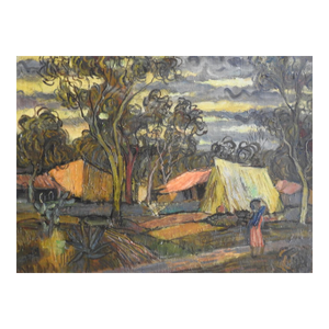 Mid 20th Century Impressionist Forest Village Painting
