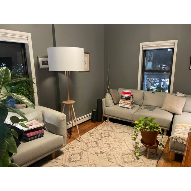 BDDW BDDW Tripod Floor Lamp in Maple With Two Linen Shades For Sale - Image 4 of 10
