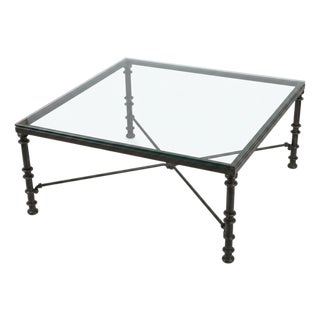Late 20th Century Brutalist Giacometti Inspired Square Coffee Table For Sale