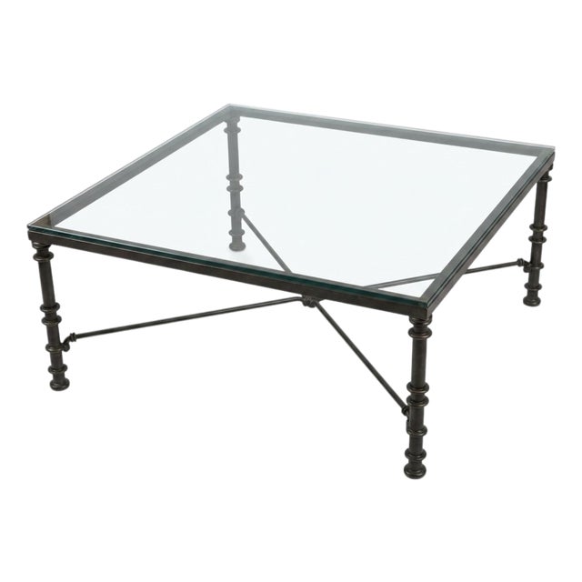 Late 20th Century Brutalist Giacometti Inspired Square Coffee Table For Sale