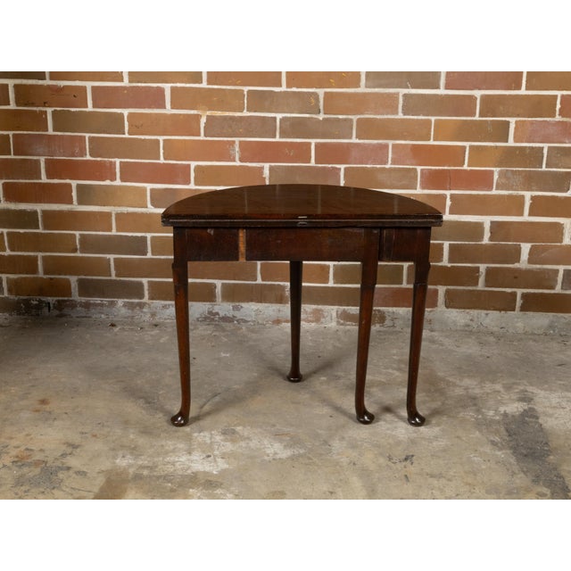 English Georgian Period 1820s Demilune Flip Top Console Table with Compartment For Sale - Image 11 of 12