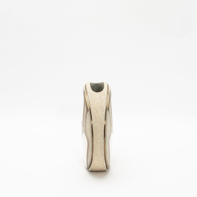 Modern Vase in Shagreen With Mother of Pearl and Brass Details by R&y Augousti For Sale In Los Angeles - Image 6 of 11