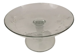 1970s Etched Crystal Cake Stand