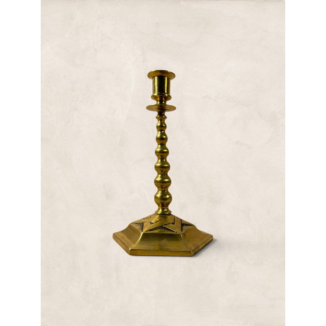 Antique English Edwardian Brass Hexagonal Candlestick Holders For Sale - Image 11 of 18
