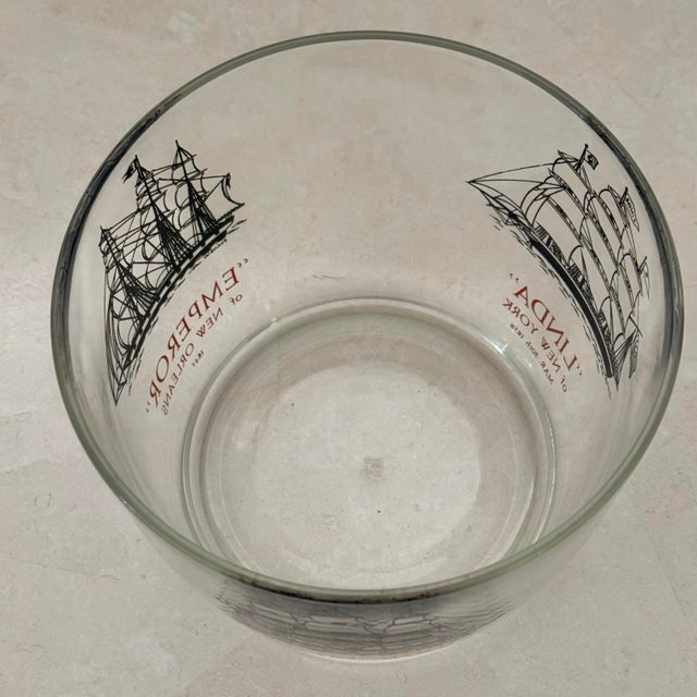 English Vintage Nautical Clipper Ship Glass Ice Bucket For Sale - Image 3 of 5