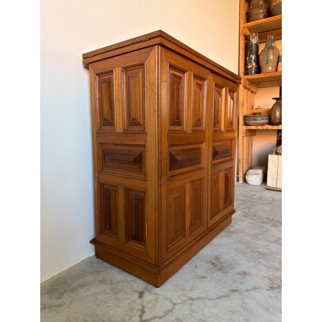 Mid Century Paneled Doors Cabinet With Green Marble-Look Top For Sale - Image 4 of 17