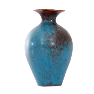 AUH Brown & Blue Matte Hare's Fur Glaze Vase by Gunnar Nylund for Rörstrand, 1960s