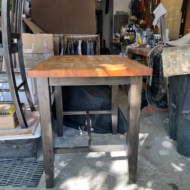 Custom Furniture Builders Butcher Block Table W 2 Chairs For Sale - Image 4 of 6
