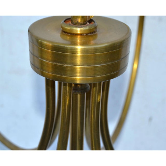 Maison Charles Style Feuilles Gold Leaf & Brass 6-Light Chandelier France 1960 For Sale - Image 11 of 13