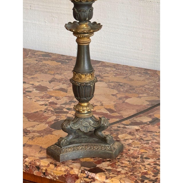 Early 19th Century French Empire Lamps With Cut Glass Fonts - Pair For Sale - Image 6 of 12