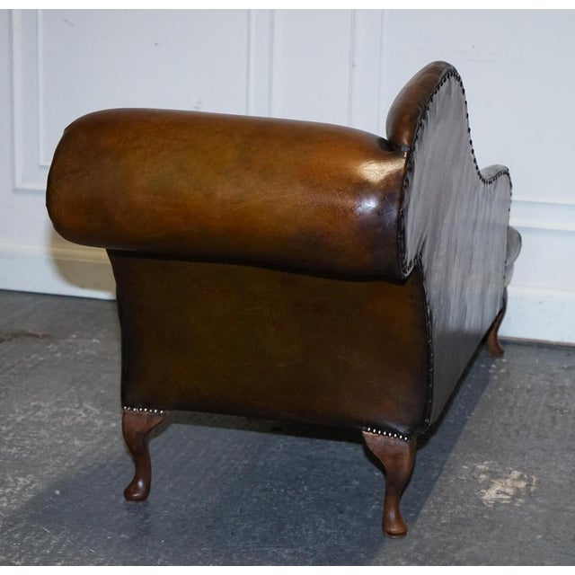 Victorian Brown Leather Hand Dyed Chaise Lounge For Sale - Image 15 of 18