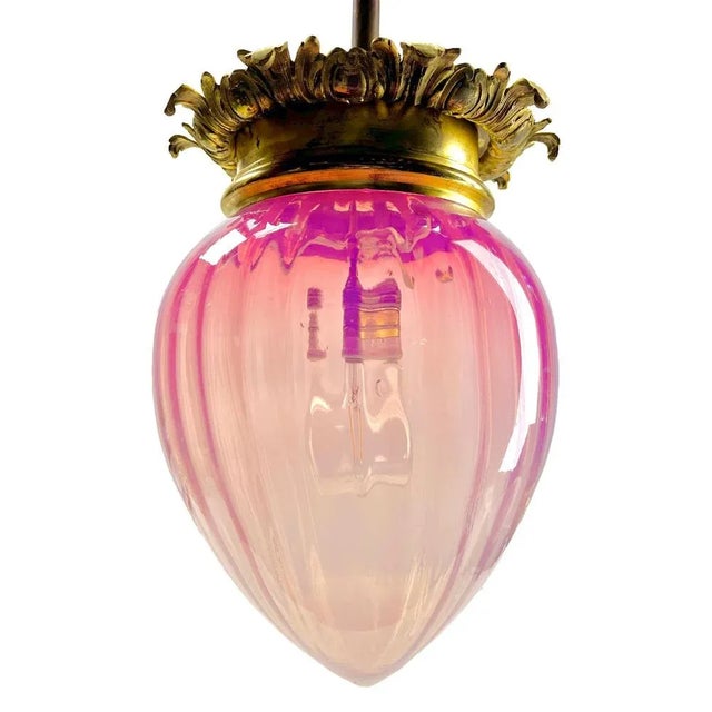Art Nouveau Pendant Lamp from Val Saint Lambert, 1900s For Sale - Image 9 of 10