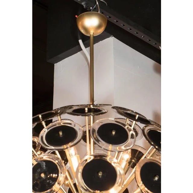 Vistosi Murano Outstanding Modernist Vistosi Disc Sputnik Chandelier with Black and Clear Discs For Sale - Image 4 of 8