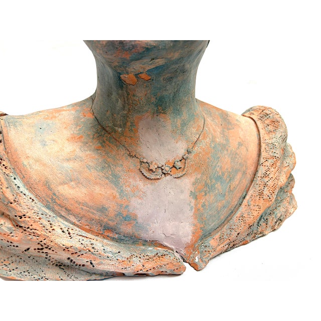 Vintage Signed Original Terra Cotta Bust Sculpture C1991 For Sale - Image 11 of 18