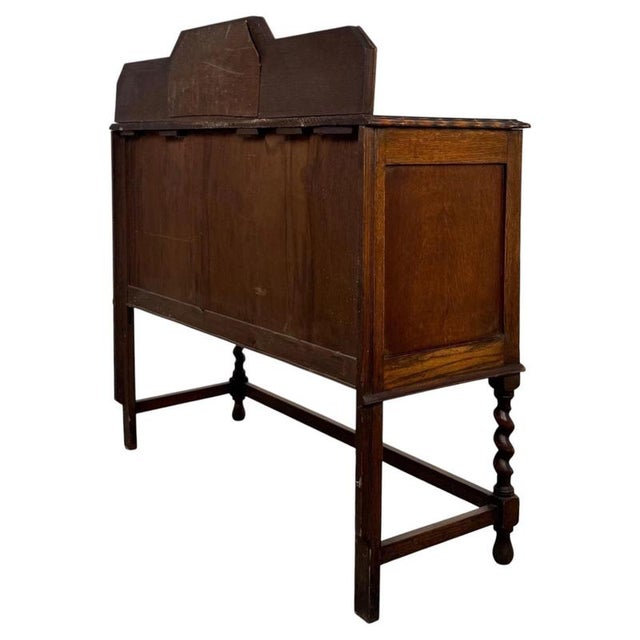 Brown Antique English Edwardian Golden Oak Sideboard For Sale - Image 8 of 13