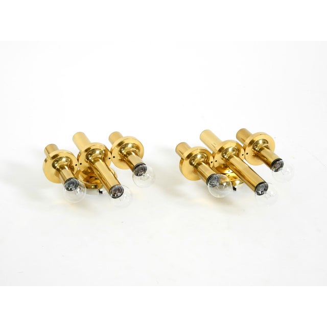 Three-Arm Brass Wall Lamps, 1960s, Set of 2 For Sale - Image 12 of 18