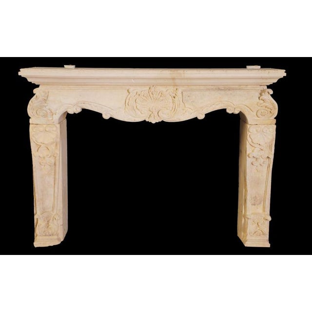 20th Century Louis XV Limestone Fireplace Mantle with Shell For Sale - Image 4 of 4