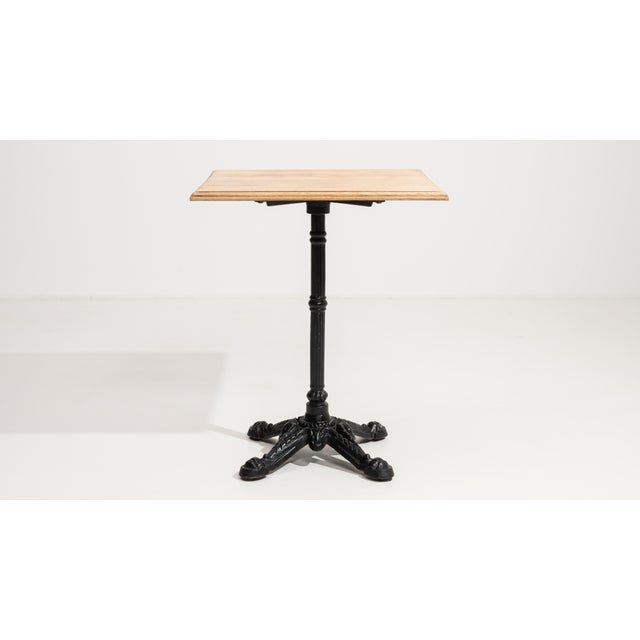 Cast Iron Bistro Table with Oak Top, Antique, France, 20th Century For Sale - Image 4 of 13
