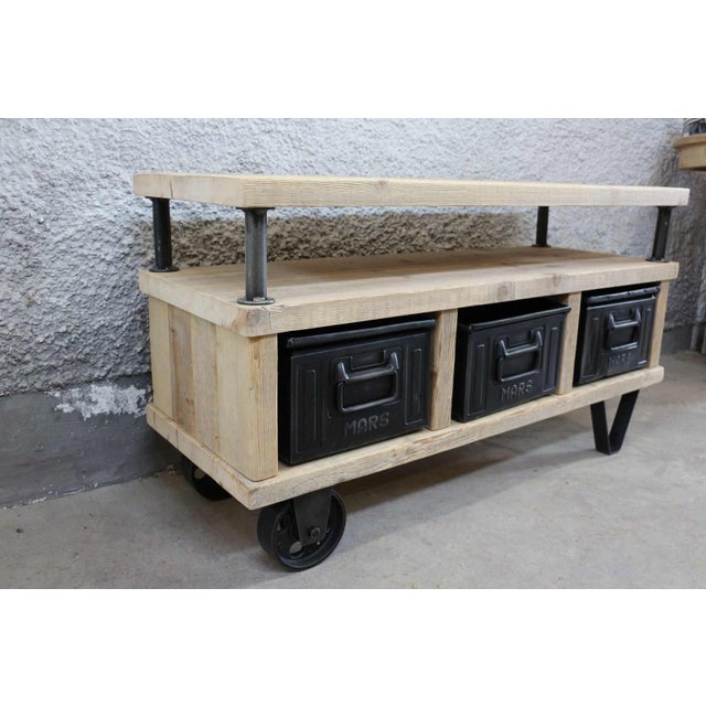Vintage Industrial TV Table For Sale - Image 4 of 8