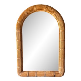 Vintage Pencil Reed Arched Wall Mirror in the Style of Vivai Del Sud For Sale