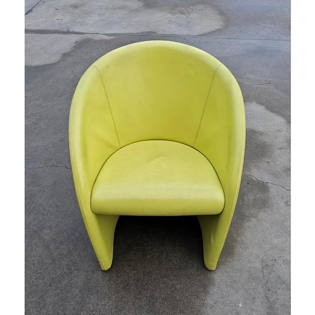 Intervista Club Chair in Chartreuse Leather from Poltrona Frau, Italy, 1989 For Sale - Image 3 of 15