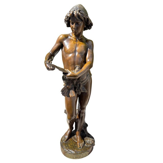 Metal Jean-Louis Grégoire, The Bird Catcher, 1800s, Bronze For Sale - Image 7 of 10