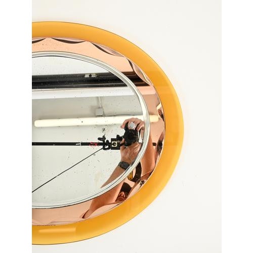 Italian Oval Orange and Pink Beveled Mirror attributed to Antonio Lupi for Cristal Luxor, 1960s For Sale - Image 18 of 18