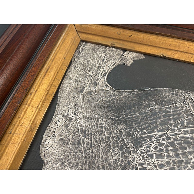 "Elephant" Black Abstract Painting in Antique Frame, Transitional Wall Art by JTS For Sale - Image 4 of 9