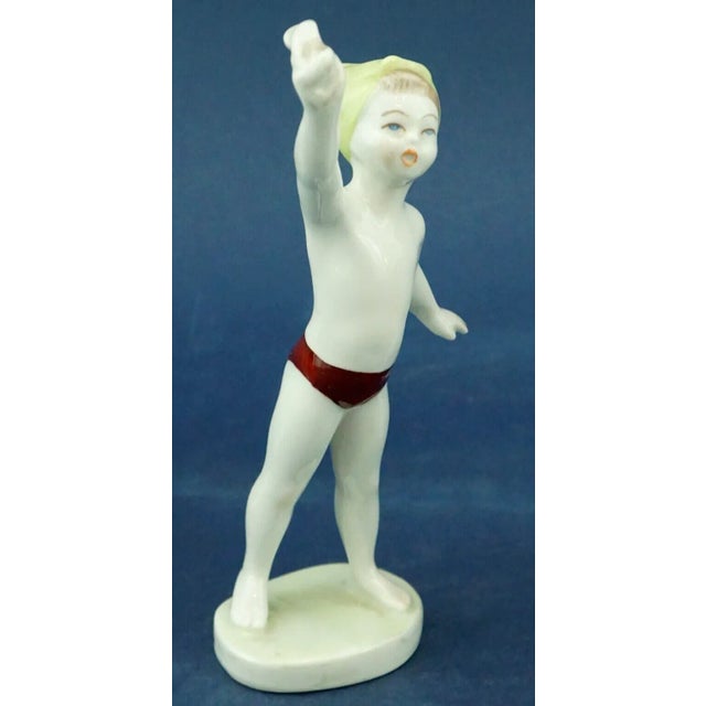1950s 20th Century Porcelain Sculptures of 4 Children from Hollohàza Manufactory, Aquincum, Hungary, Mid-1950s, Set of 4 For Sale - Image 5 of 18
