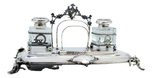 Silver Inkwell with Two Glass Tanks