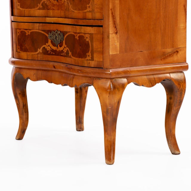 Wood 1900-1909 Louis XV Style Marquetry Mahogany Two Drawer Chest For Sale - Image 7 of 8