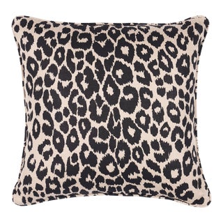 Schumacher Iconic Leopard 22" Pillow in Ebony/Natural For Sale