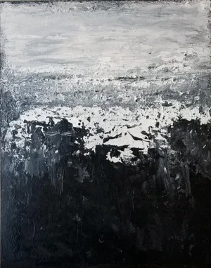 Abstract Modern Original Black White Grey Art Painting