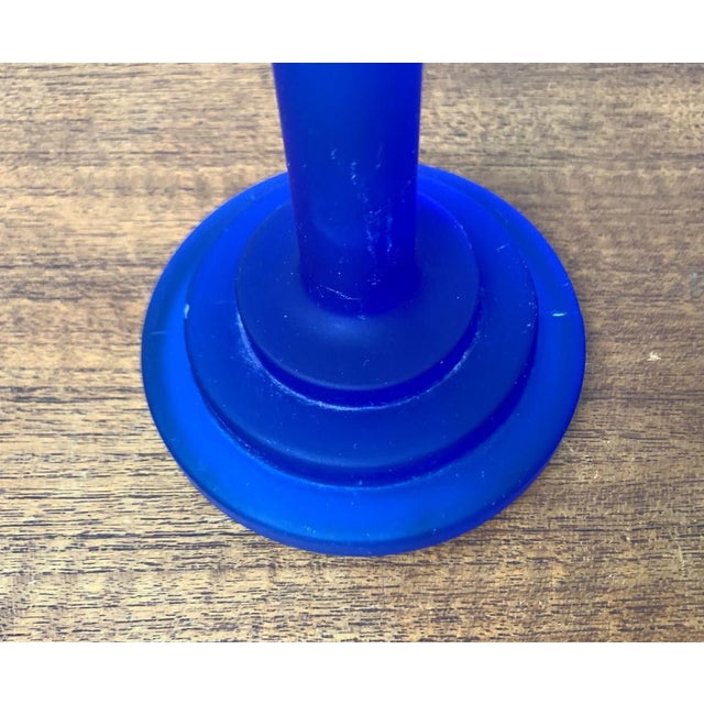 Glass Postmodern Blue Glass Candleholder, 1990s For Sale - Image 7 of 16