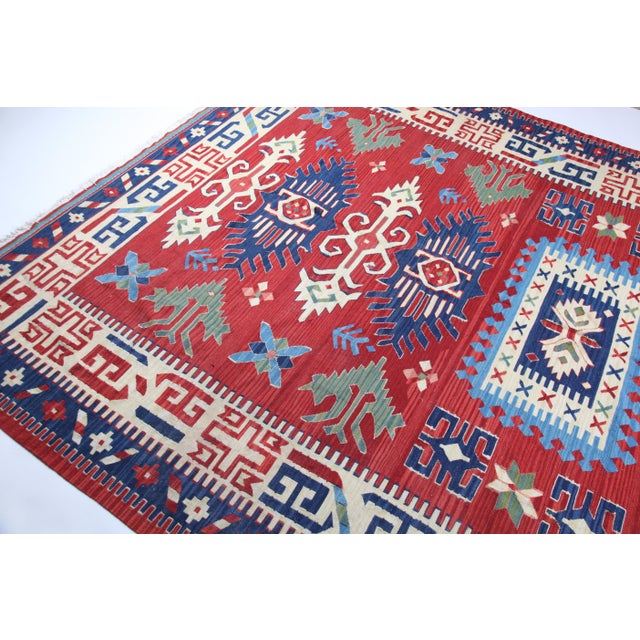 Vintage Oushak Kilim – Handwoven Flatweave With Modern Tribal Motifs -6'9' X 9' 11'' For Sale - Image 14 of 14