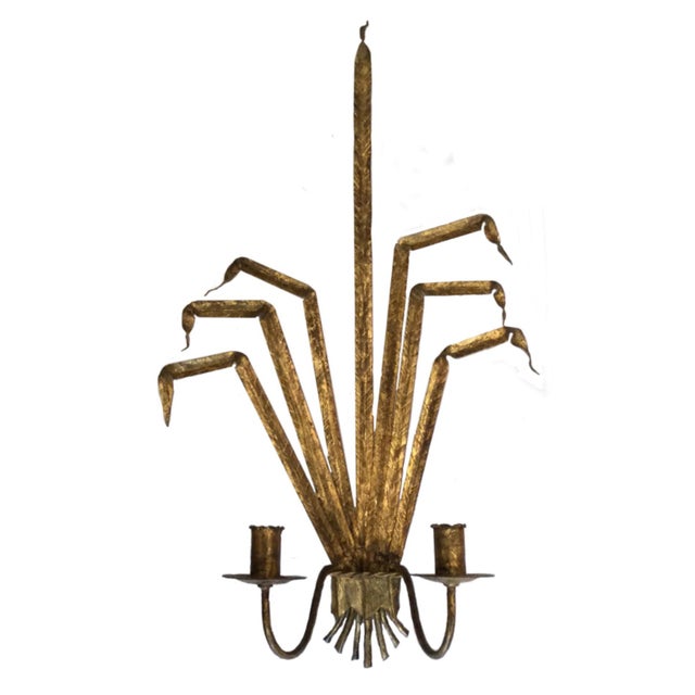 This Pair of Vintage Gold Leaf Wall Sconces is perfect for adding character in any space. Would work great in a boho...