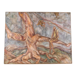 Framed L. O. Impressionist Abstract Oil Painting on Canvas