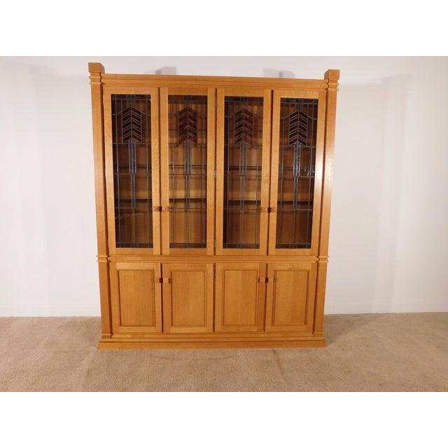 2000 - 2009 Frank Lloyd Wright Style Tiger Oak China Display Cabinet by Swartzendruber For Sale - Image 5 of 18