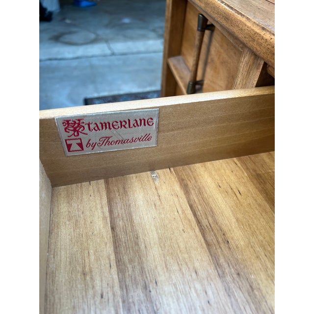 Brown Large Mid-Century Modern Thomasville Tamerlane Wooden Wall Mirror For Sale - Image 8 of 8