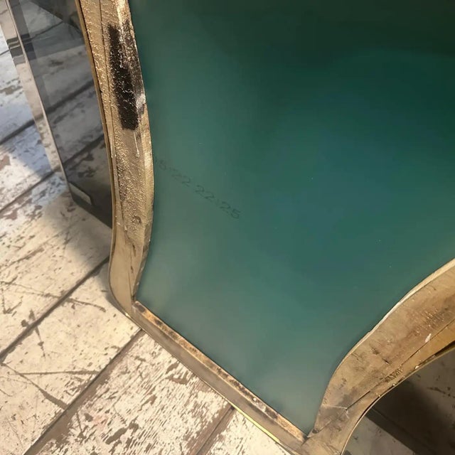 1950s Gio Ponti Style Mid-Century Modern Brass Biscuit Shaped Wall Mirror For Sale - Image 9 of 13