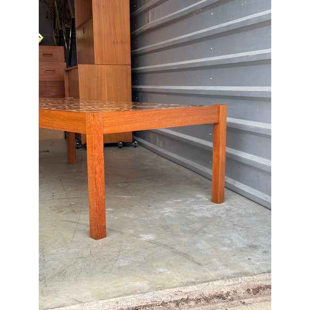 1980s Vintage Teak and Tile Coffee Table For Sale - Image 5 of 9
