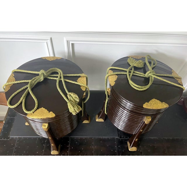 Pair of Large Antique Japanese Hokai Lacquer Boxes For Sale - Image 4 of 16