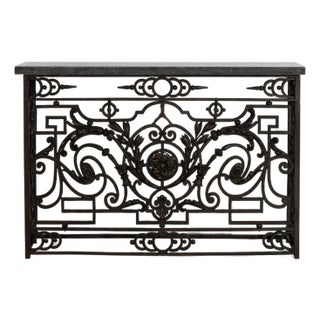 Neoclassical Wrought Iron Console With Belgian Bluestone For Sale