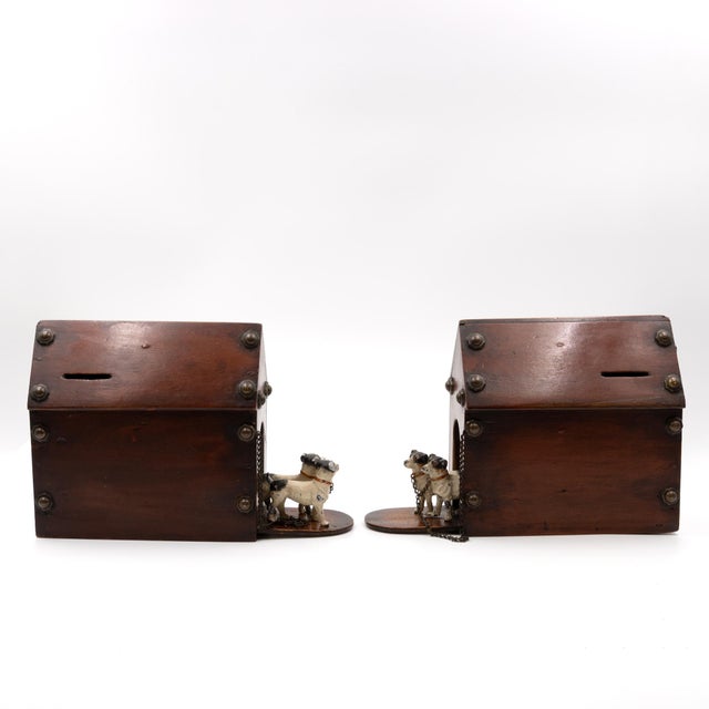 English Whimsical Pair of Money Boxes With Jack Russell Doghouses English, Circa 1900. For Sale - Image 3 of 6