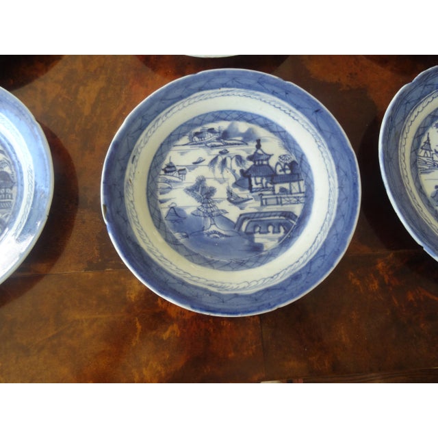 19th Century Chinese Export Canton Plates- Set of 6 For Sale - Image 4 of 6
