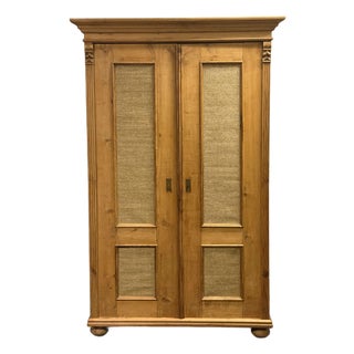 Vintage Scrubbed Pine Farmhouse Style Armoire For Sale