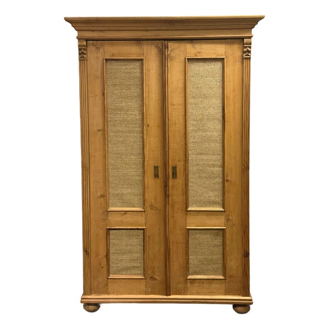 Vintage Scrubbed Pine Farmhouse Style Armoire For Sale