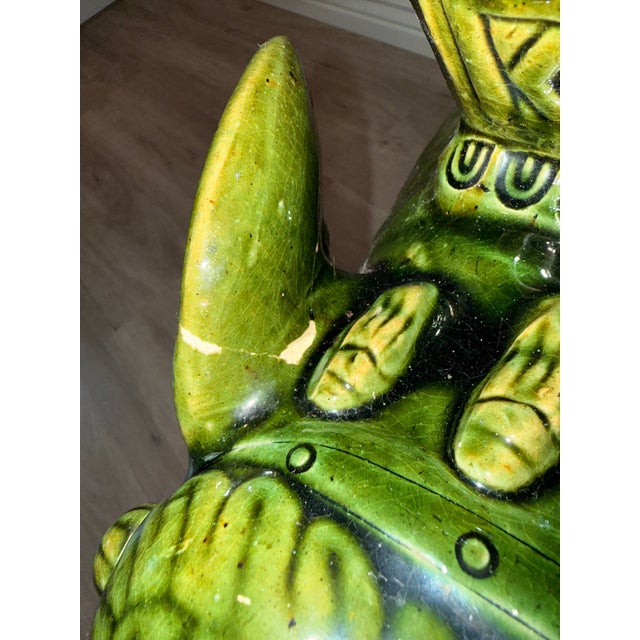 Hollywood Regency Emerald Green Ceramic Elephant Plant Stands – Pair For Sale - Image 13 of 17