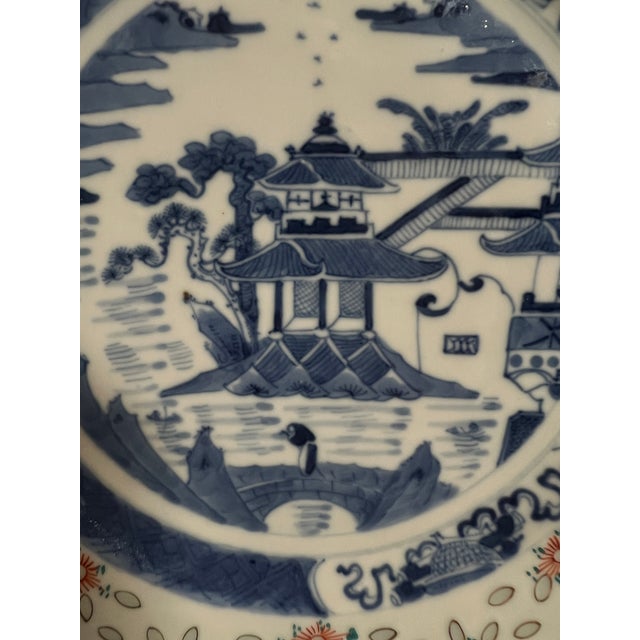 Antique Canton Style Plates W/Iron Red Accents Set of 5 For Sale In Dallas - Image 6 of 8